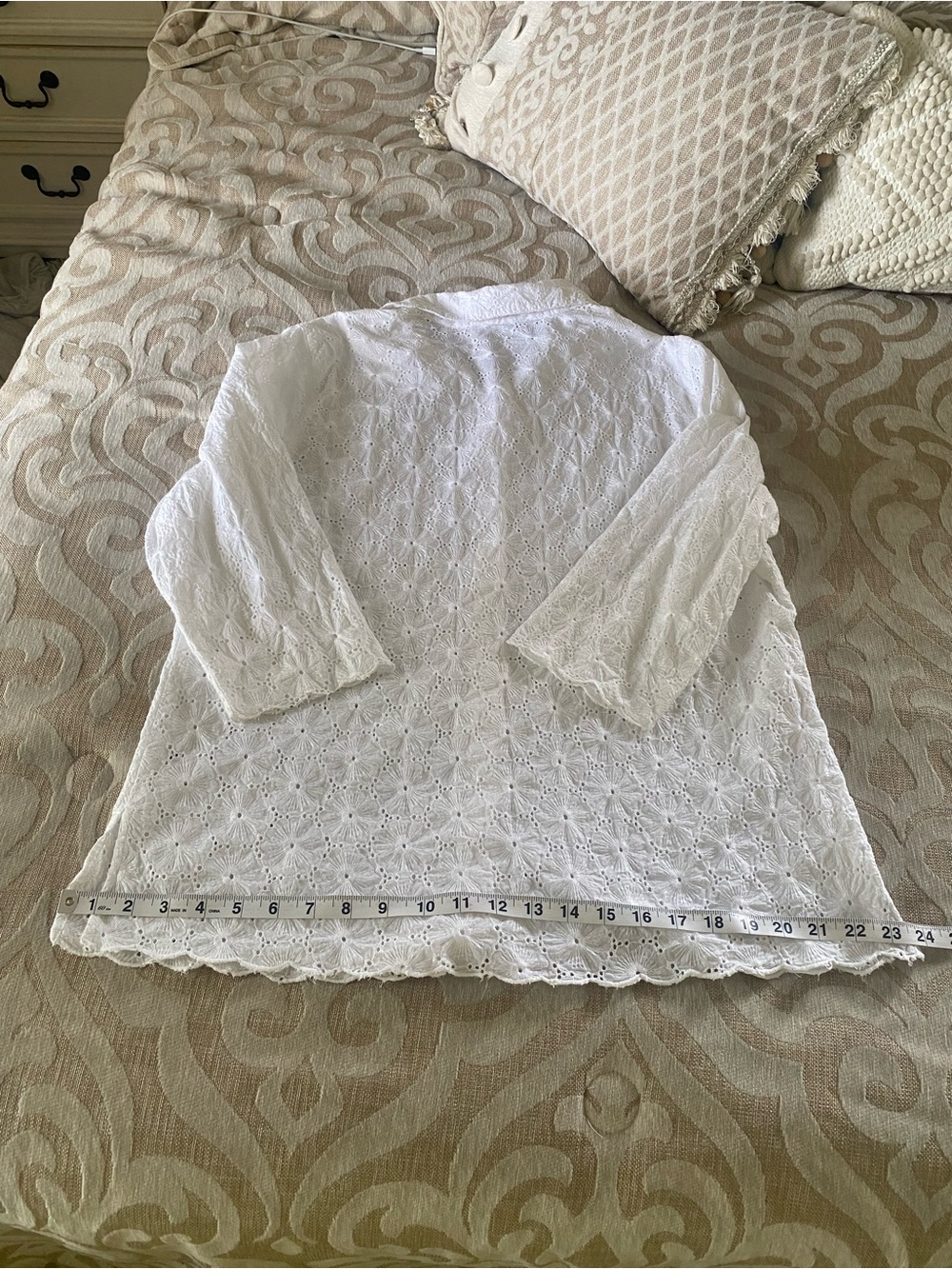 Coldwater Creek White Eyelet Embroidered Button Front Blouse XL - Picture 13 of 15